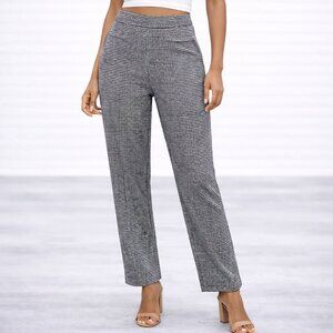 $99 Chico’s Houndstooth Pull On Ankle Pants 2.5 Stretch Chic Classic